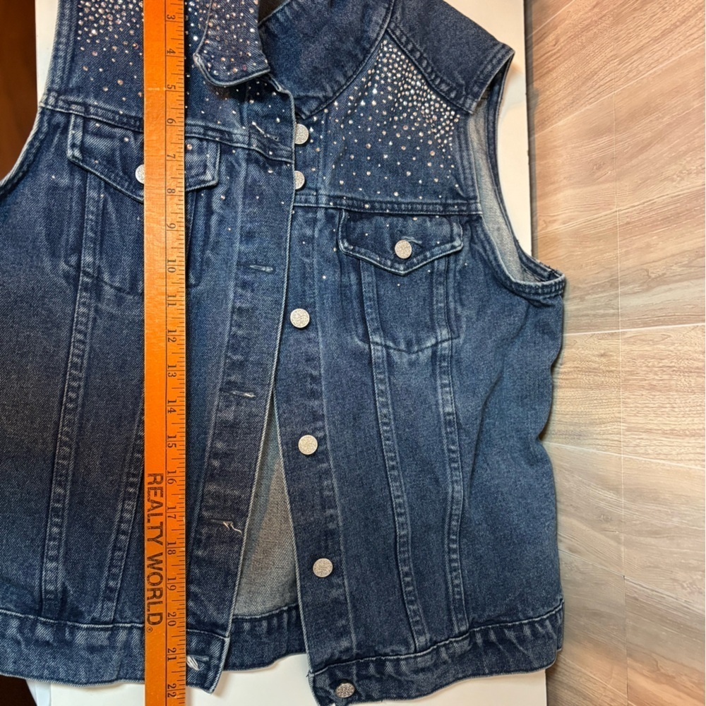 Christine Alexander Blue Denim Jean Vest Bling Swarovski Embellishment - Picture 7 of 7